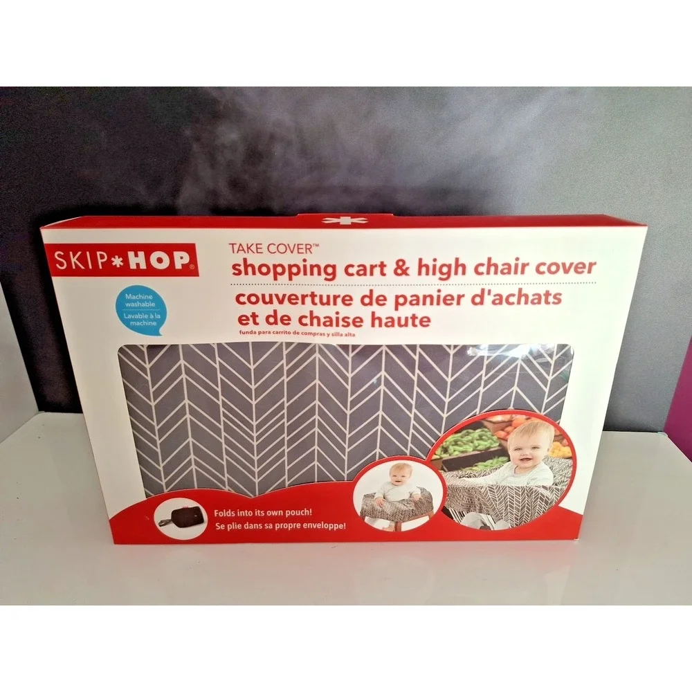 Skip Hop Shopping Cart & High Chair Cover Grey Feather black gray new in pkg
